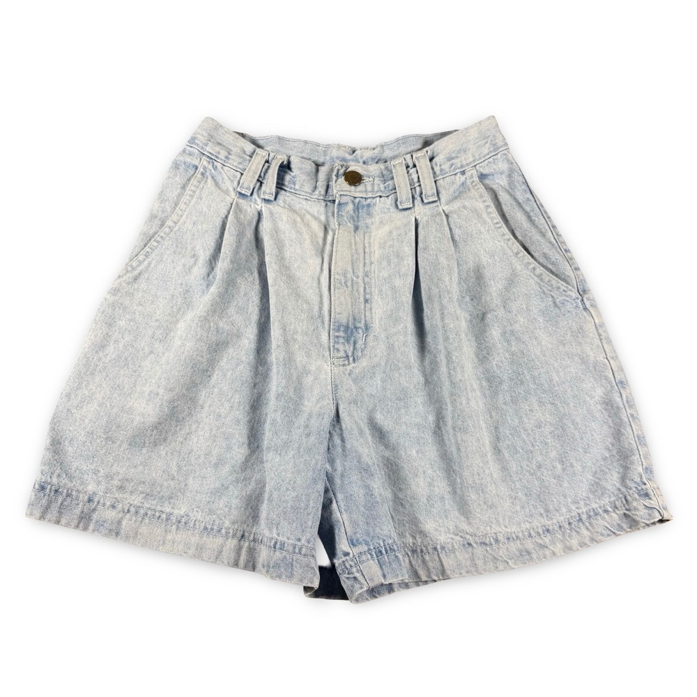 VTG 90s Hunt Club Denim Blue Shorts High Waist 6 Petite Light Wash Pleated Women